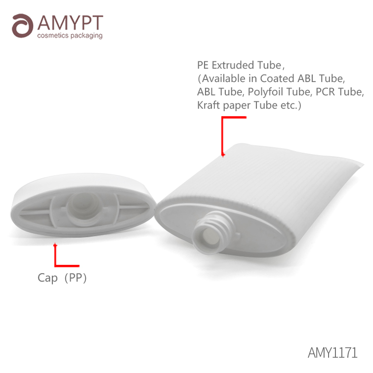 Large capacity cosmetic packaging oval tube 