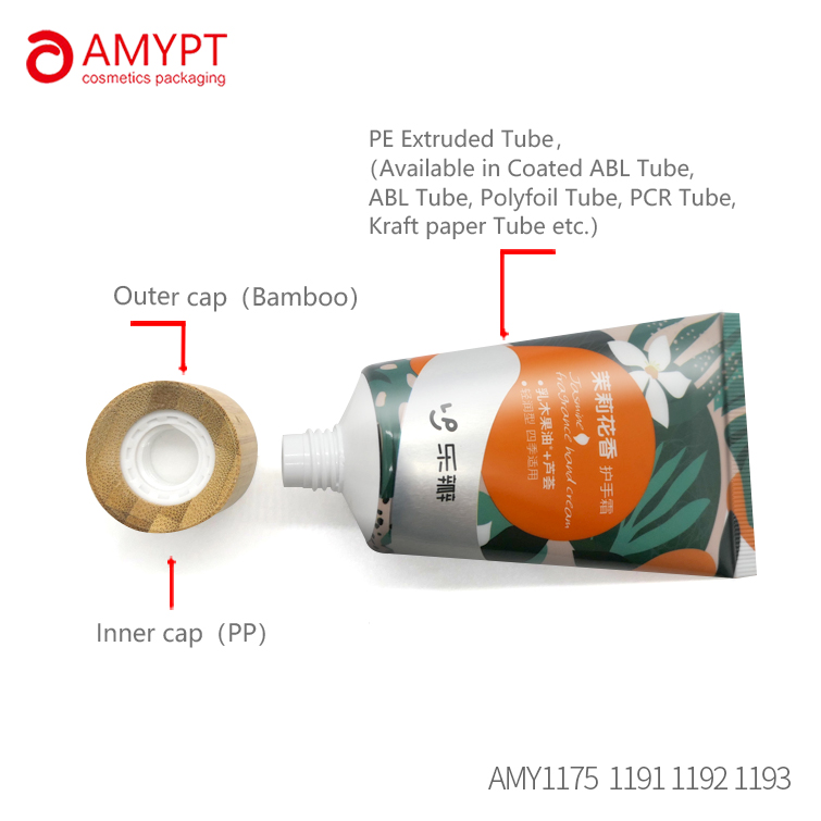 25g 50g 100g 150g tube packaging with Bamboo Screw cap