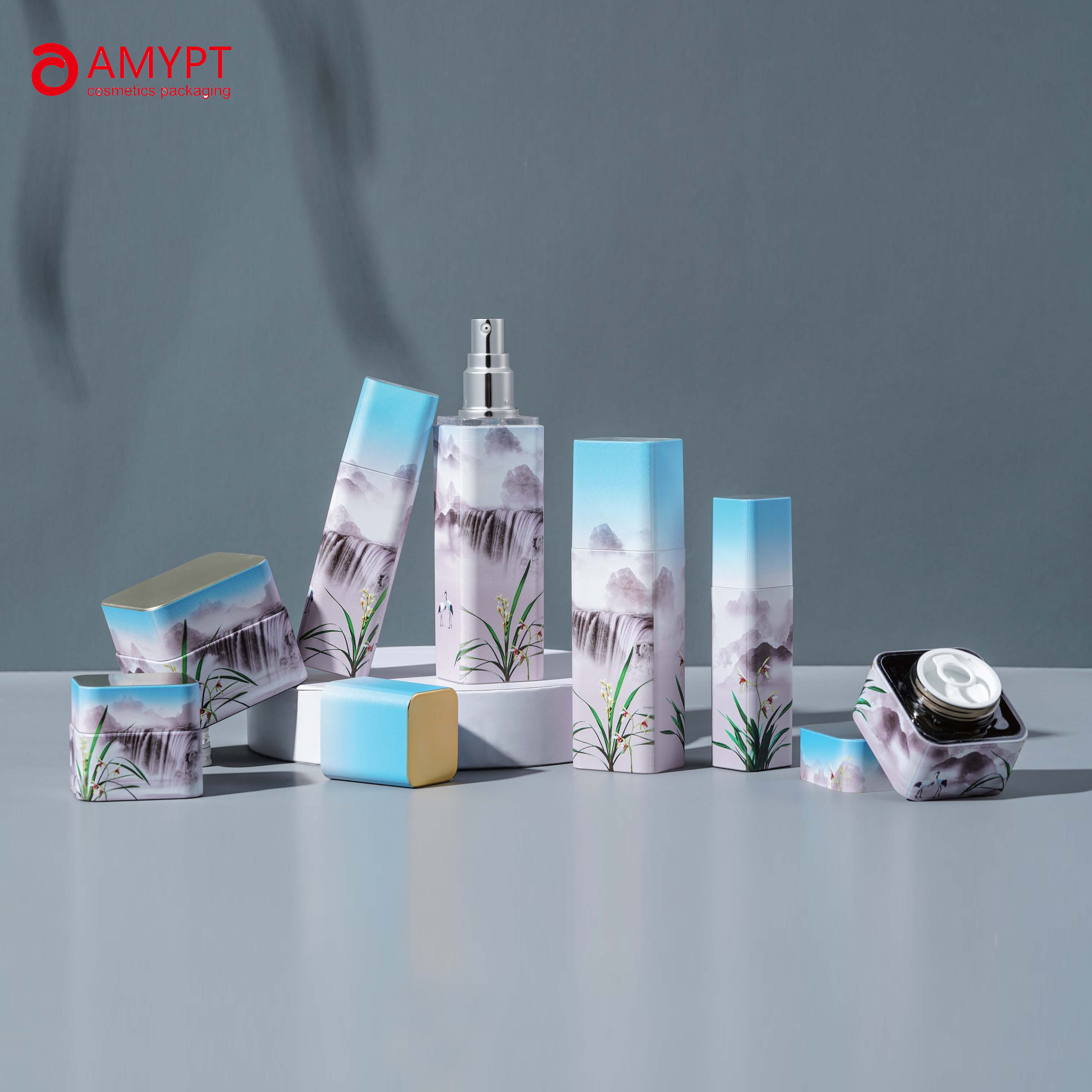  30ml 50ml 100ml 120ml Empty Airless Lotion Pump Bottle with Flower Pattern for Skin Care Packaging