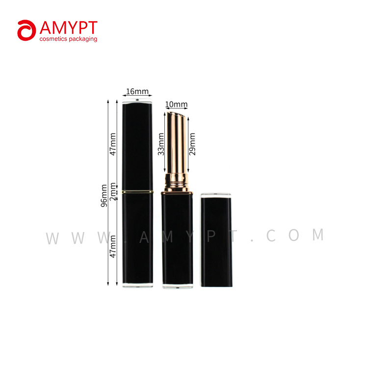 Luxury Empty Lipstick Tube Square Shape Lipstick Tube Container Black Lipstick Tube