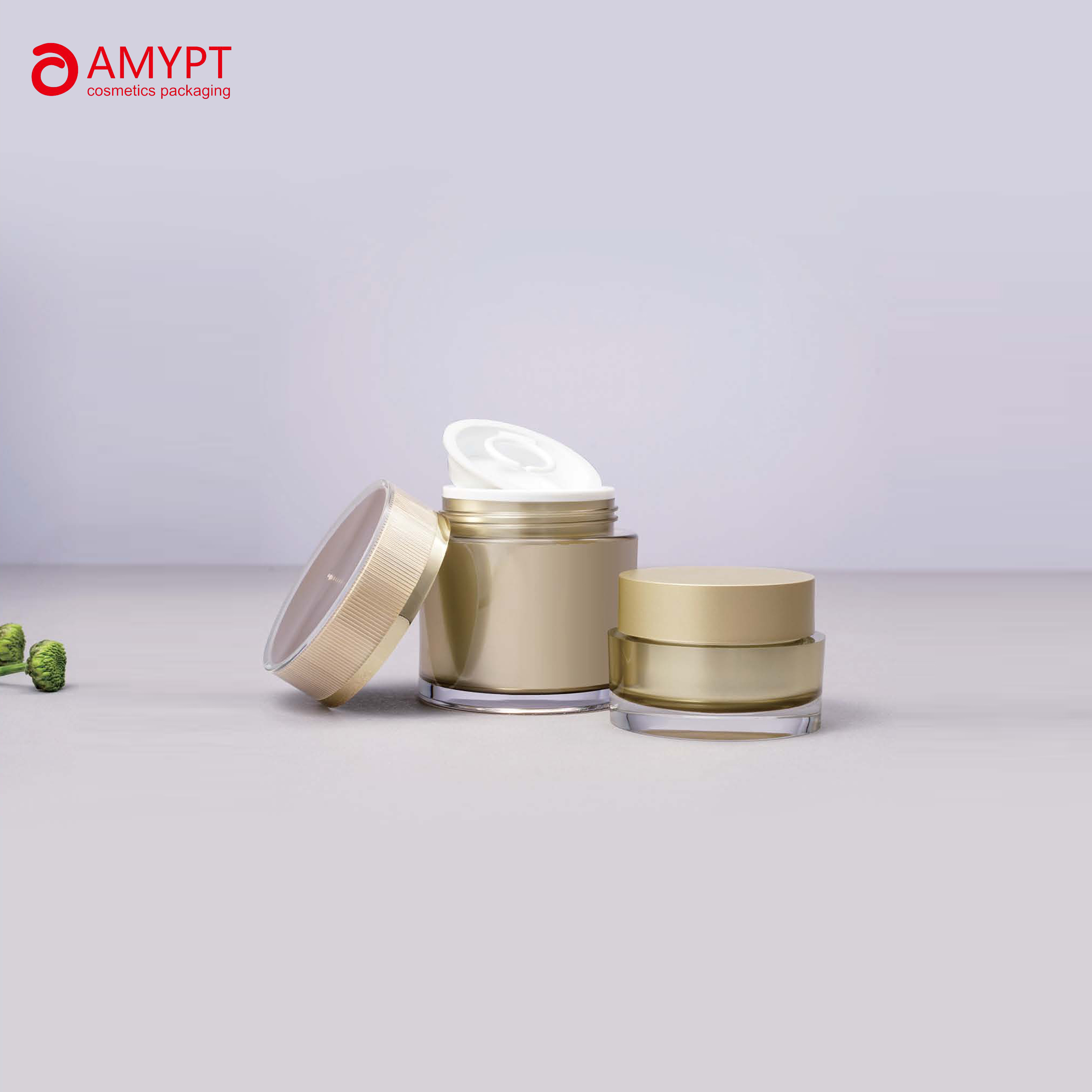 Gold Round Lotion Bottle With Screw Cap For Skincare Cosmetic Packaging