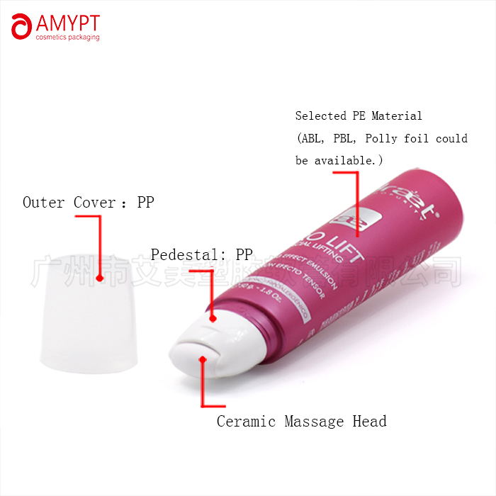 Squeeze Cosmetic Plastic Tube with Massage Head