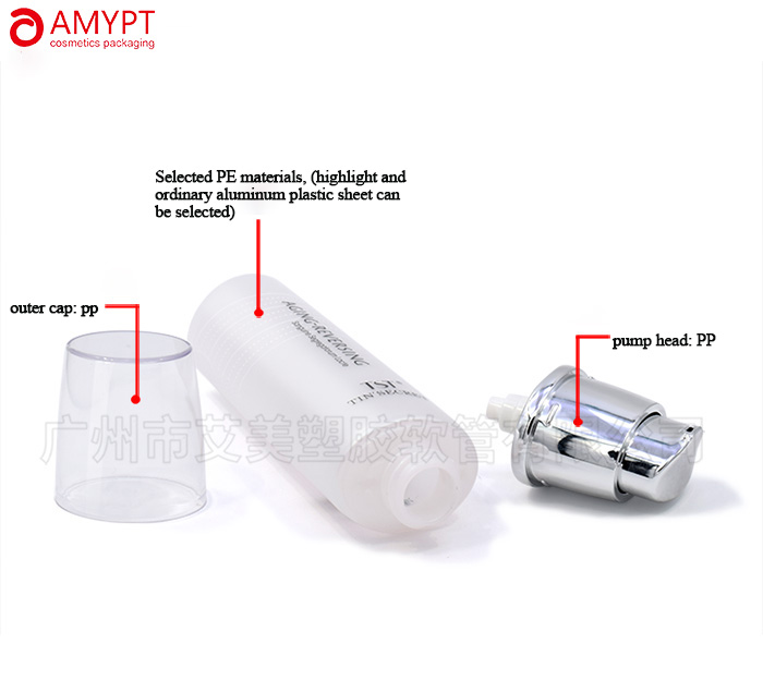 Oval Shape Cosmetic Plastic Tube with Pump Head