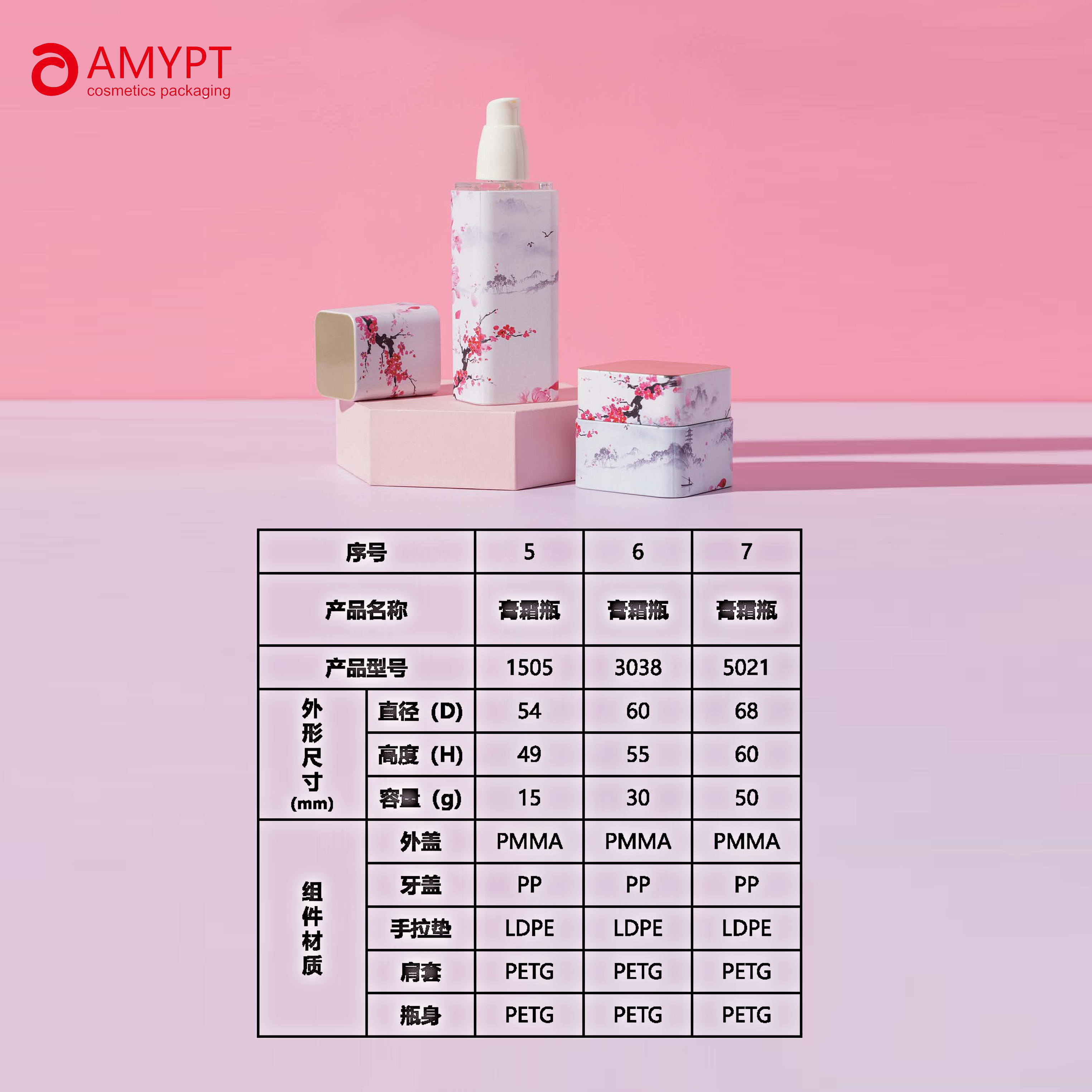 High-Quality Square Empty Bottle with Plum blossom pattern Pump Head for Moisturizer