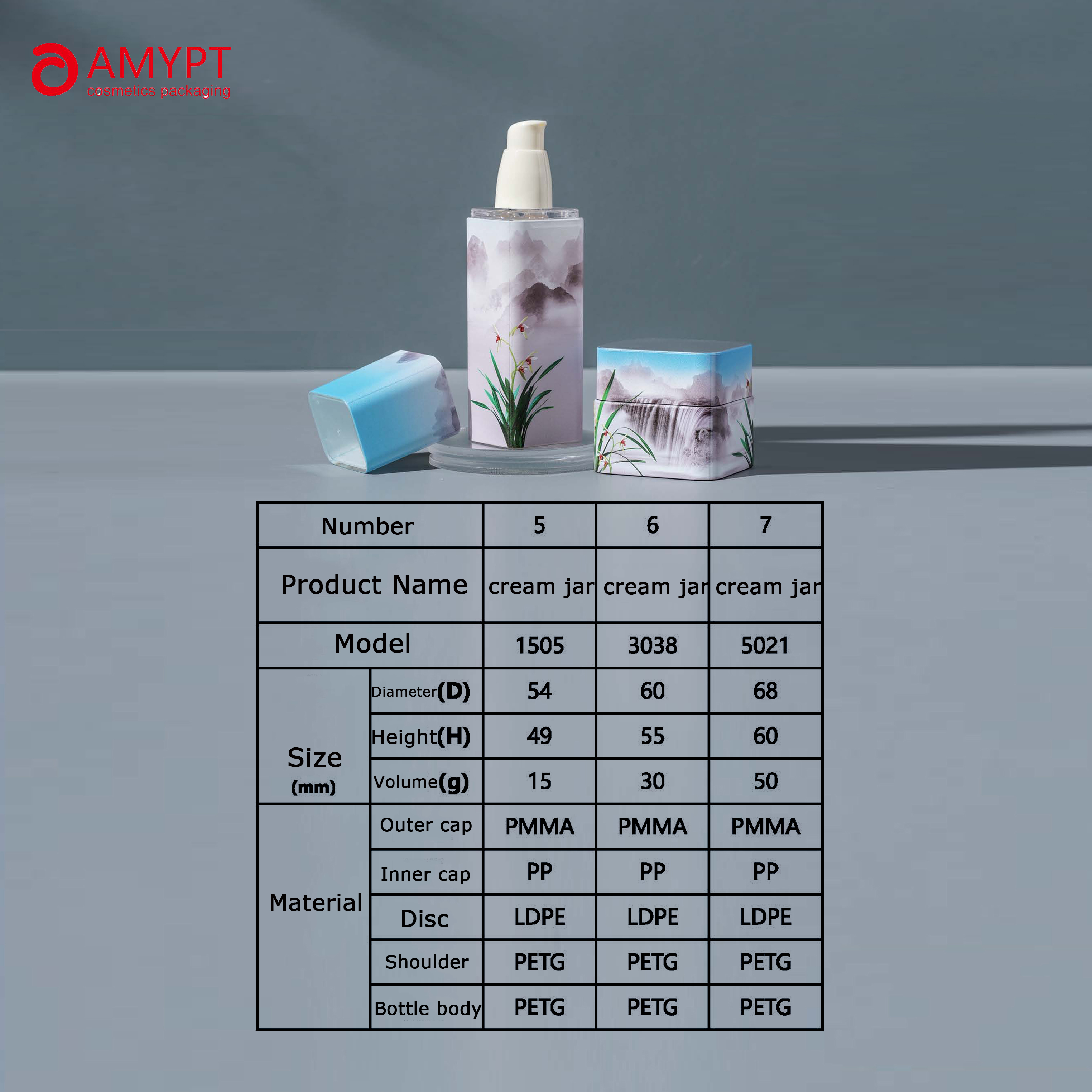 Customized Design PETG Plastic Cream Lotion Jar Bottle Containers