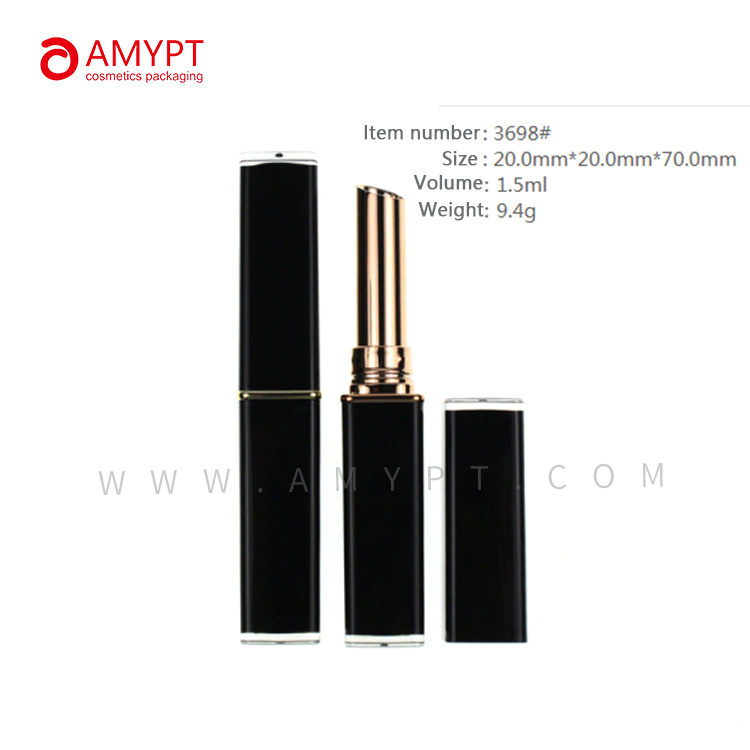 Luxury Empty Lipstick Tube Square Shape Lipstick Tube Container Black Lipstick Tube