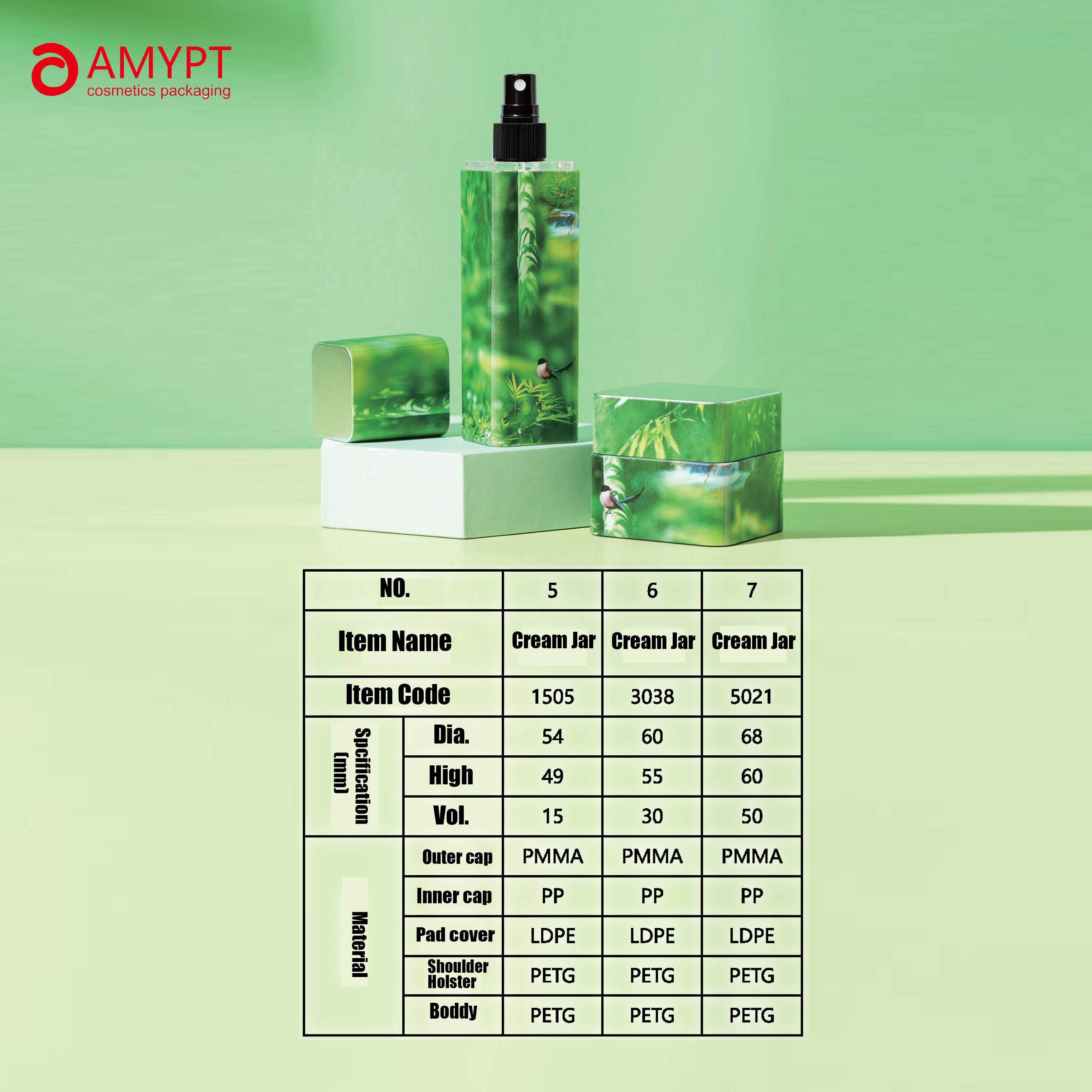 Environment Friendly Green PETG Shampoo Bottle Cosmetic Cream Jar with Pump Head And Screw Cover