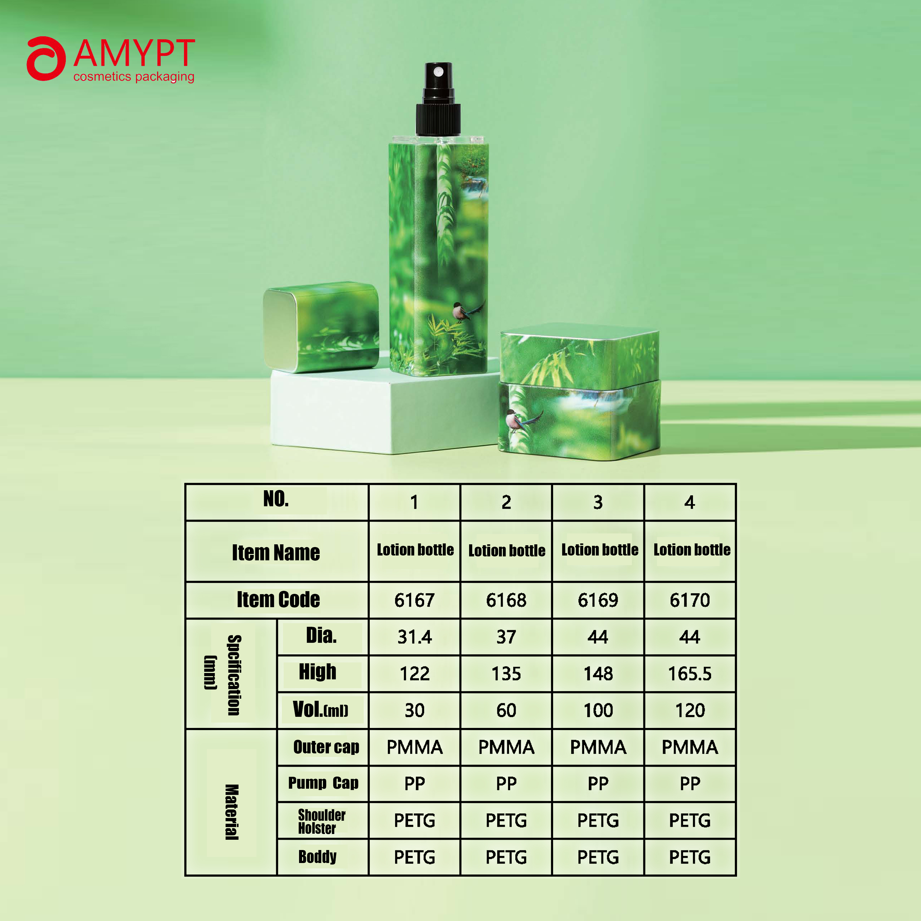 Environment Friendly Green PETG Shampoo Bottle Cosmetic Cream Jar with Pump Head And Screw Cover