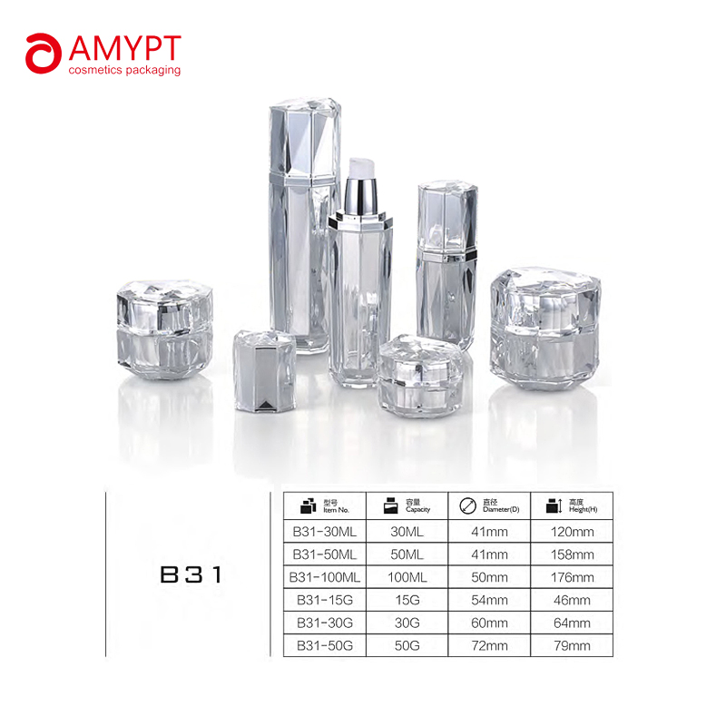 New Cosmetic Acrylic Packaging Bottles With Pump And Lid